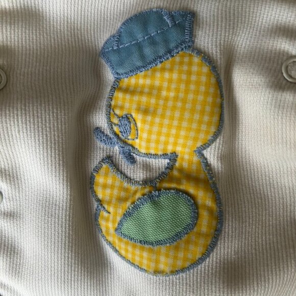 Vintage Rare 80s HealthTex Gingham Bubble Romper Embroidered Duck Size 9 Months - Picture 3 of 13